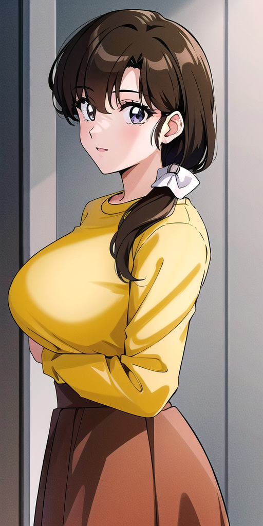 04618-3873519577-, tendou_kasumi, , Yellow_Sweater_Red_Skirt, standing, solo, large breasts,, masterpiece, best quality, detailed face, detailed.png